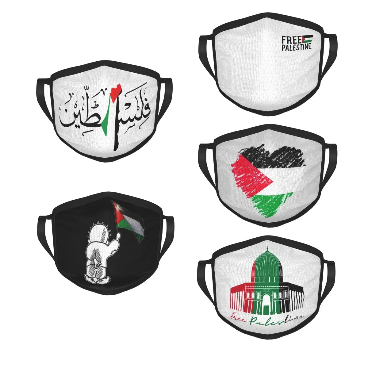 

Palestine Arabic Name With Palestinian Freedom Flag Map Reusable Mouth Face Mask Anti Haze Mask Protection Cover Respirator