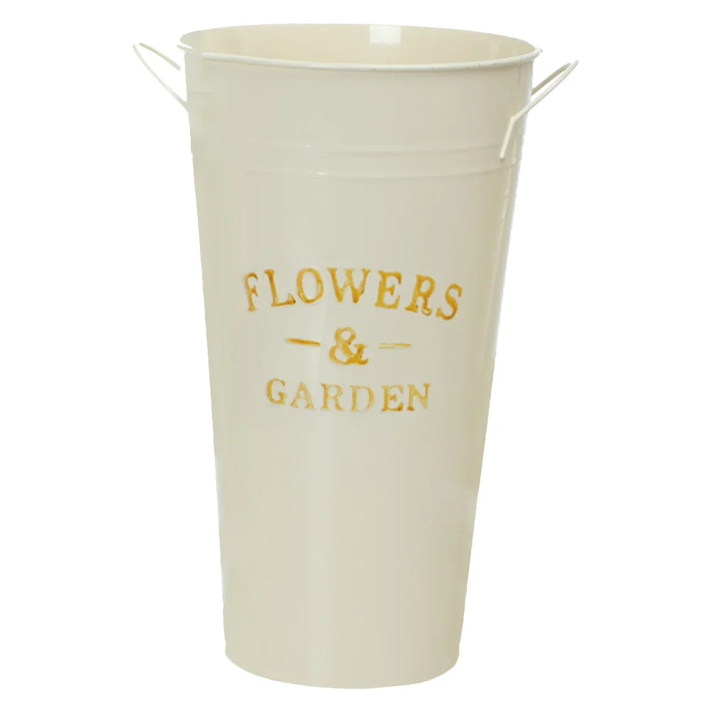 

1pc Vintage Flower Bucket Desktop Metal Bucket Iron Handle Dried Flower Bucket