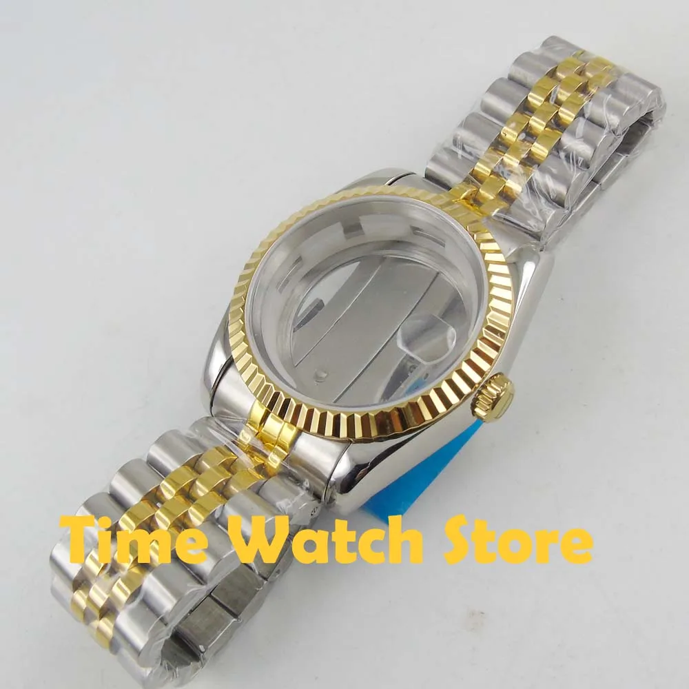 36 мм чехол для часов водонепроницаемый браслет сапфировое стекло позолота