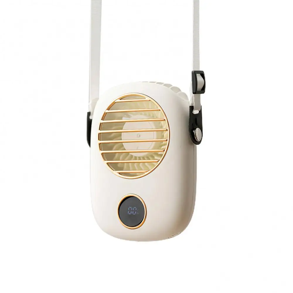 

Outdoor Cooling Tool Hanging Neck Fan USB Rechargeable 3 Gears 120 Degree Wide Angle Hands Free Fans with Adjustable Lanyard