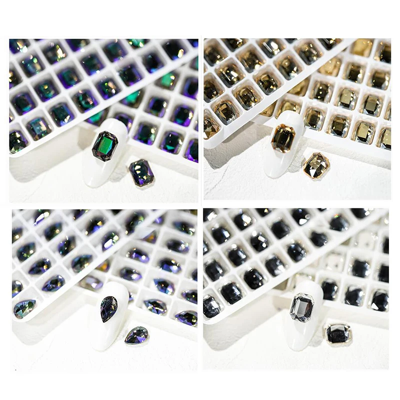 5 шт стеклянные кристаллы Стразы 3D Капля воды прямоугольный овальная водяная