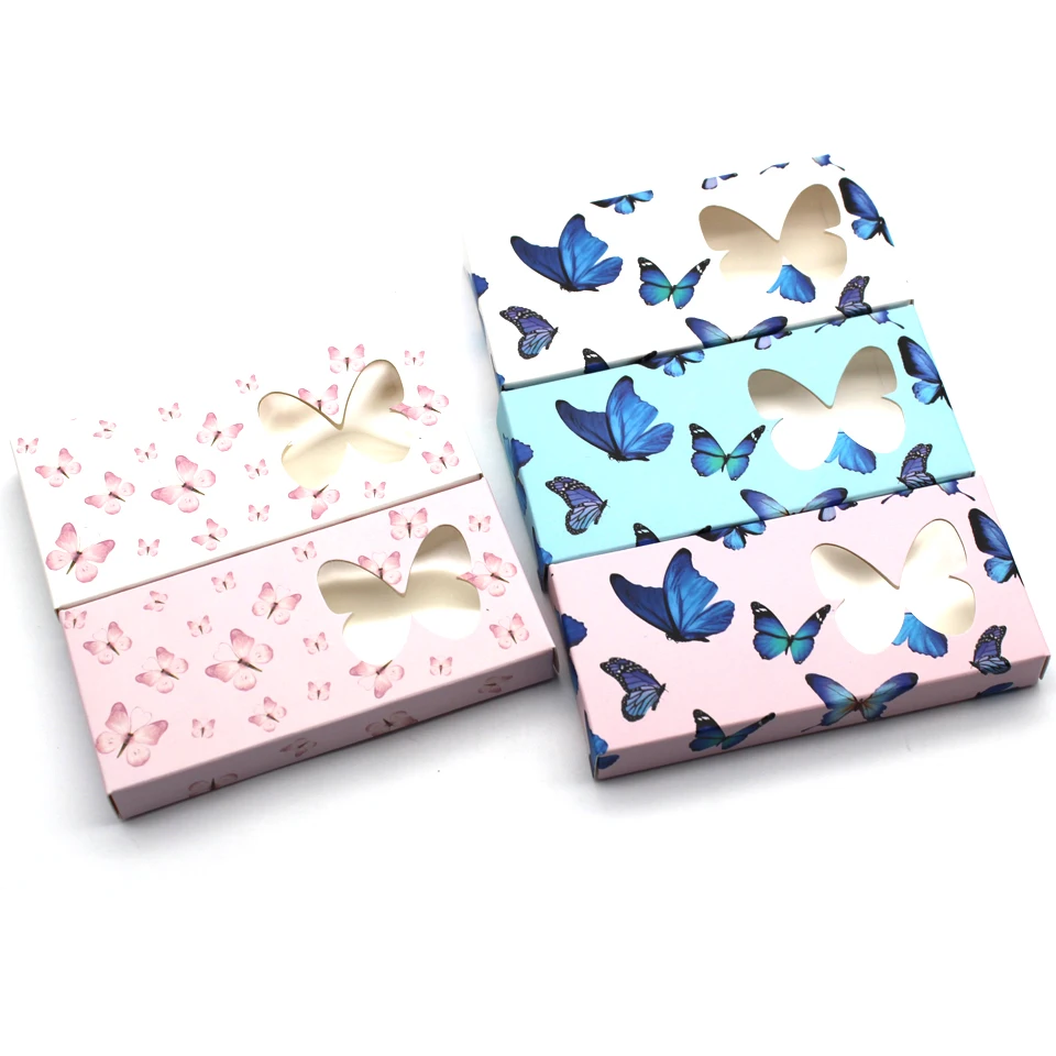 

Rectangle Shape Butterfly Lash Boxes Packaging for Mink Lashes Paper Material Wholesale Eyelashes Custom Boxes Case Empty White