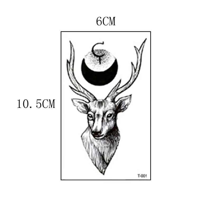 Temporary Tattoo Stickers, Men's And Women's Waterproof False Tattoos, Deer Head, Sun Tattoos, Flowers And Round Grid Stickers