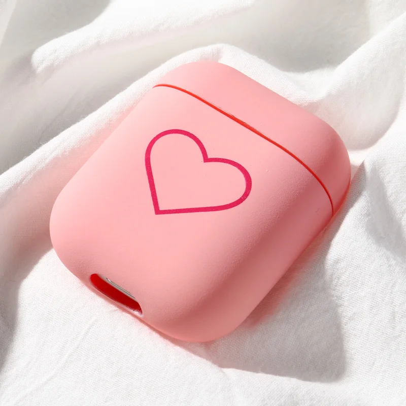 Pink Чехол для Airpods чехол с милым сердечком чехол s Для Air Pods 1 2 чехол Bluetooth беспроводной защитный чехол для наушников на Airpods - Цвет: Pink