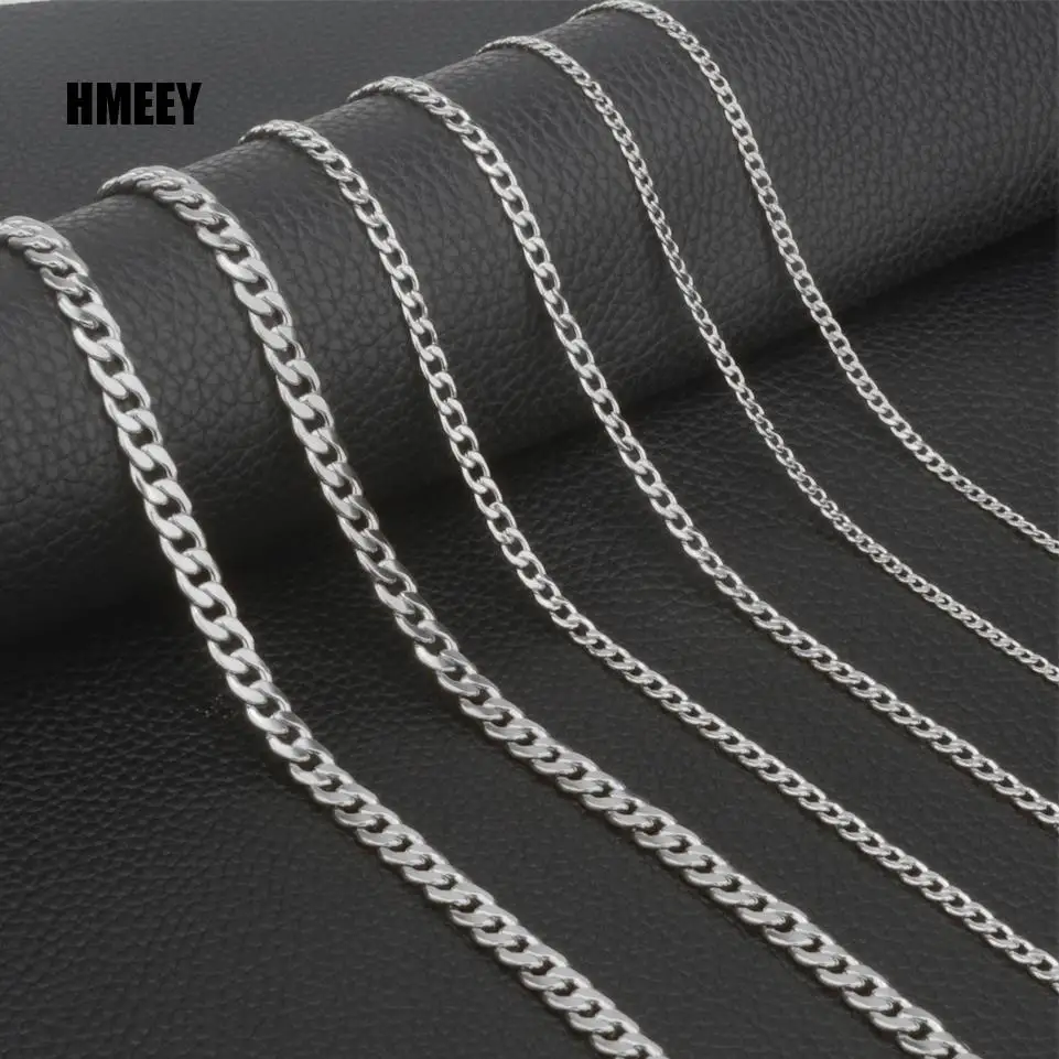 

HMEEY Men Simple 3-11mm Stainless Steel Cuban Link Chain Necklaces for Male Jewelry Solid Gold Black Tone Gifts Miami Curb Chain