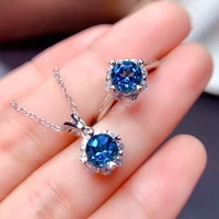 2020 new fashion created sapphire gemstone rings for women white gold resizable jewelry wedding bands gift jewelry set