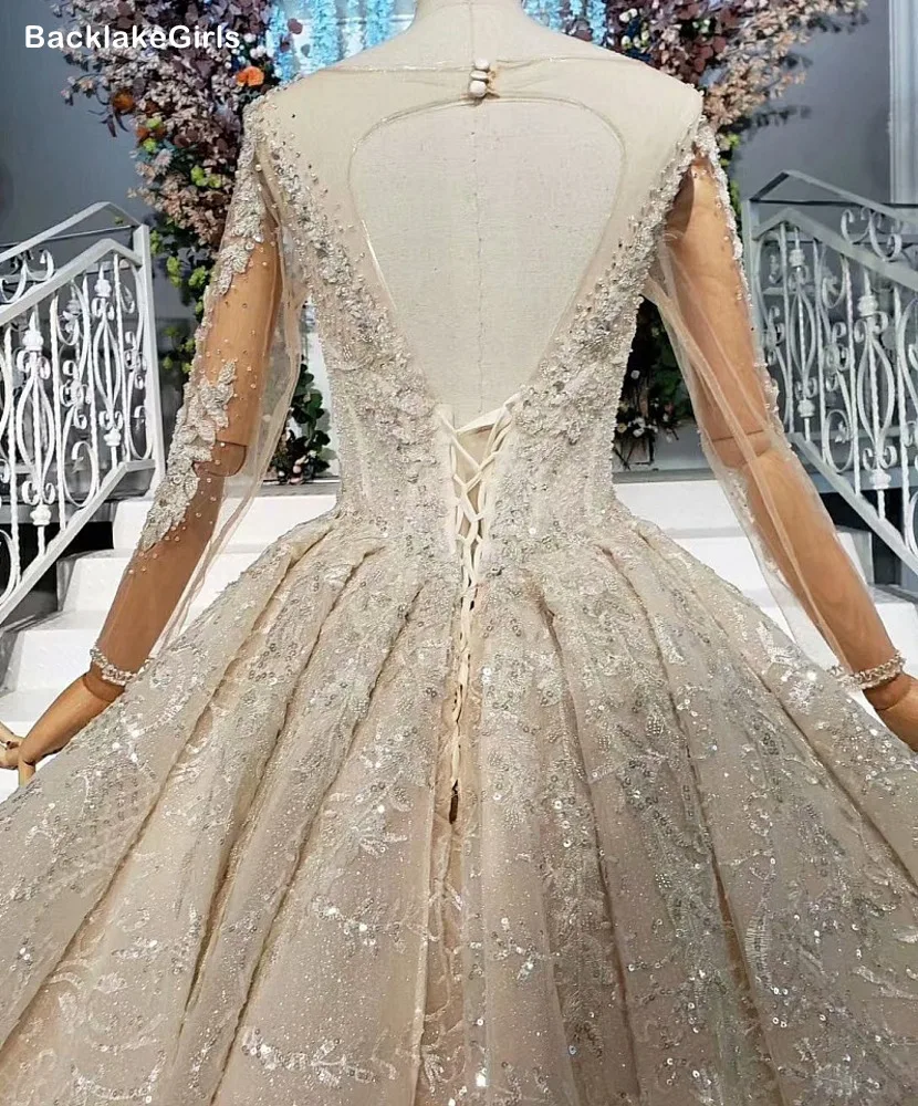 Vestido De Noiva 2020 элегантное кружевное свадебное платье с длинным рукавом и круглым