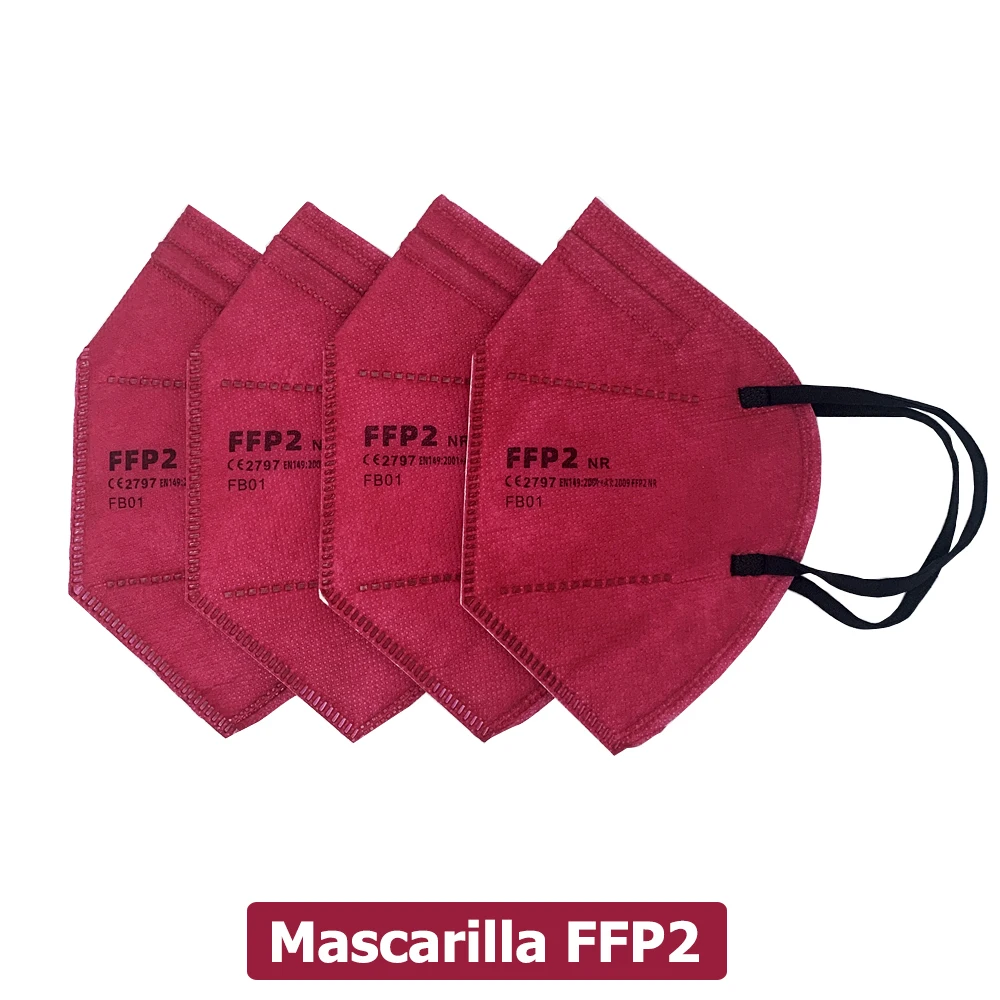 Темно красный синие FFP2 маски для лица KN95 mascarilla fpp2 homologada 5 слоев защитные - Фото №1