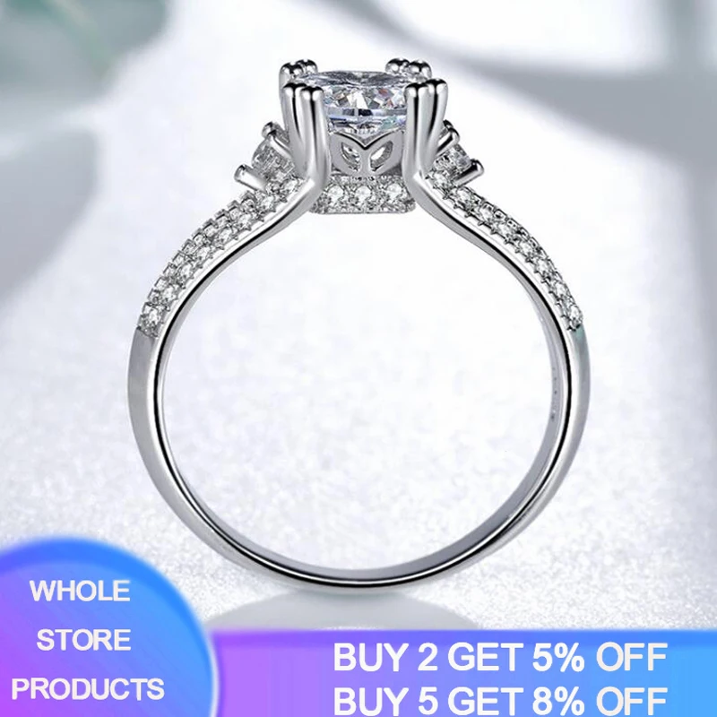 

YANHUI Wedding Band 925 Sterling Silver Rings for Women Dazzling Flower Ring 1 Carat Zircon Bijoux For Women Ladies Jewelry Gift