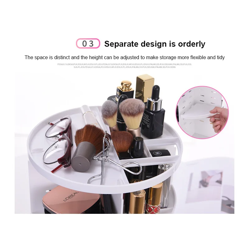 

Makeup Storage Box Makeup Organizer Brush Holder Jewelry Organizer Case Cosmetic 360-degree Rotating Storage Box GPPS Material