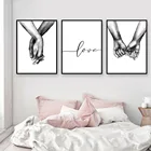 Черный и белый простой ручной холст для рисования пара любовников привязанность плакаты спальня стены искусства холст абстрактные фотографии