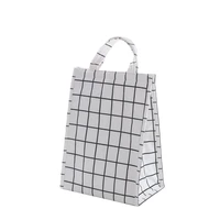 korean style striped lattice thickened big size lunch bags keep warmcool bento pearl handbag