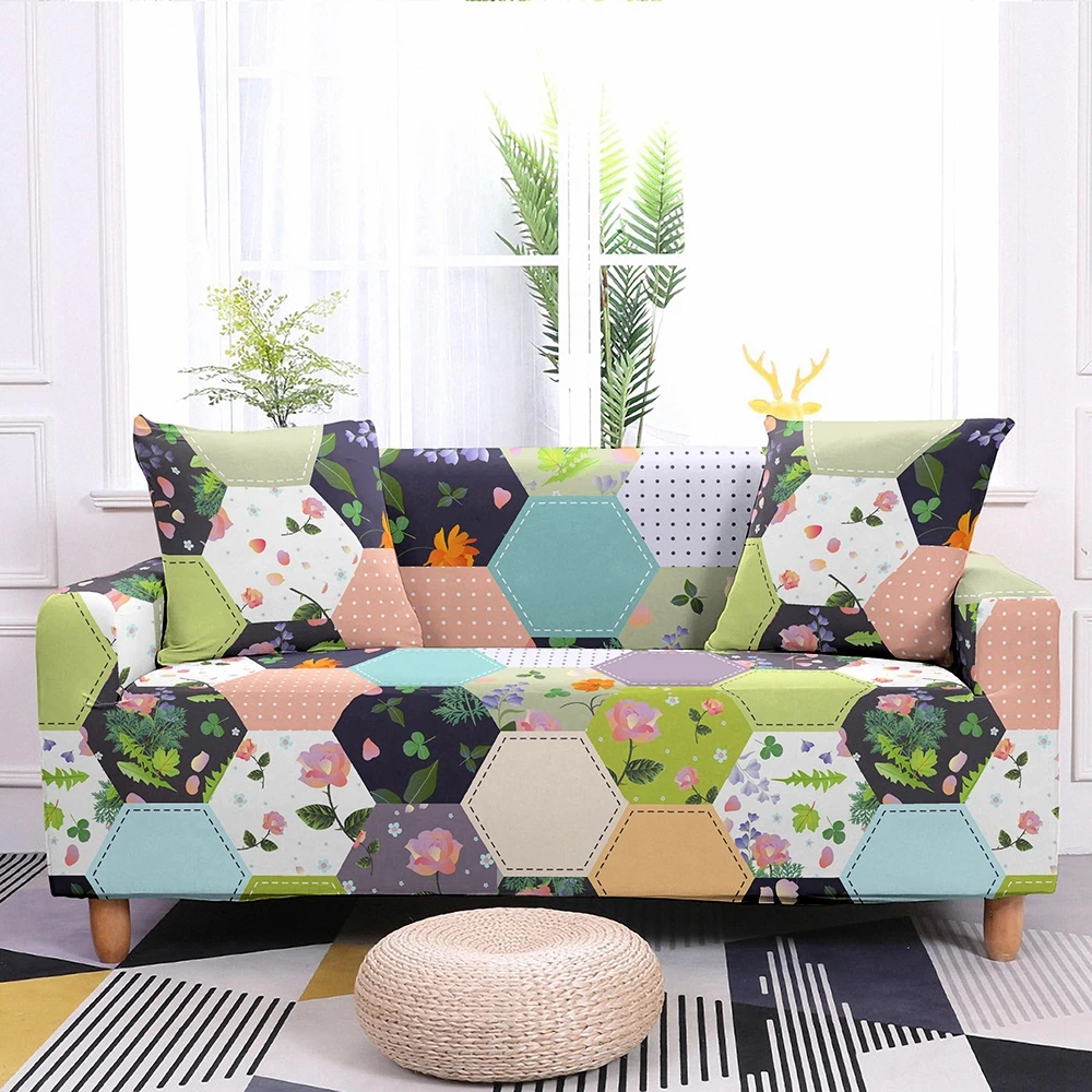 Hexagon Plaid Sofa Cover Modern Elastic Slipcover for Bedding Living Room Armchair Couch Corner 1/2/3/4 Seat | Дом и сад