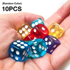 10 шт.лот набор Игральный костей 10 Цвета акриловую продукцию высокого качества 6 двусторонняя прозрачный кости для клубавечерниеСемейные игры 14 мм