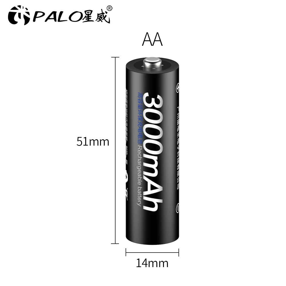 PALO 3000mAh AA батареи Ni MH аккумуляторная батарея + LCD зарядное устройство для 1.2В CD AAA