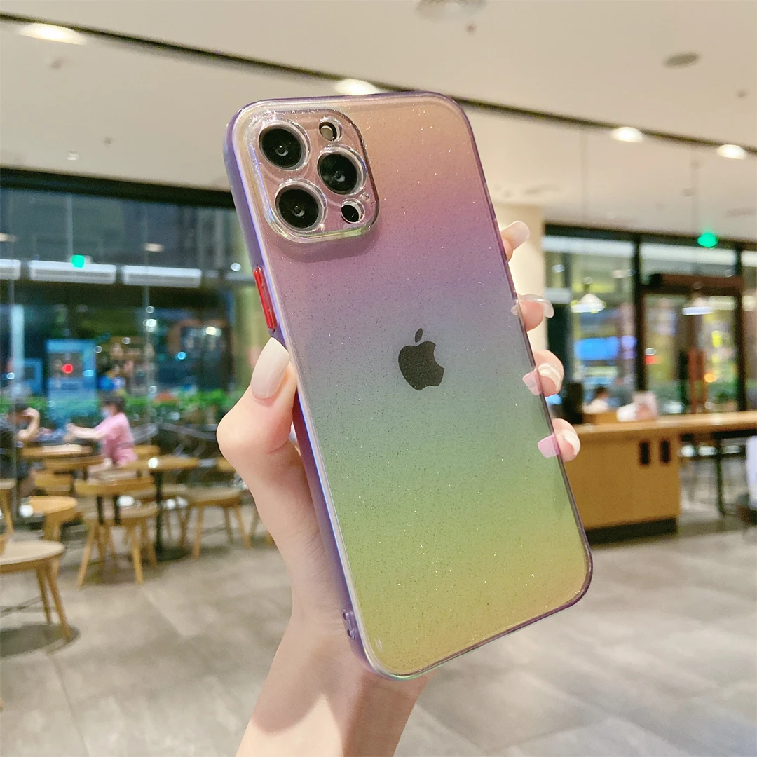 

Dazzle Colour Glitter Phone Case For iPhone11 12 Por Max Transparent For 7 8 Plus Luxury X XR XS Max Fashion Soft Silicone Cover
