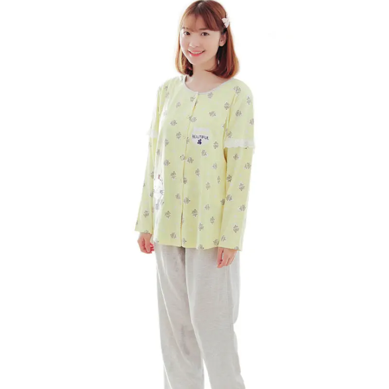 

2021 new cardigan autumn maternity dress confident Cat cartoon solid color pants arc nursing pregnant woman suit