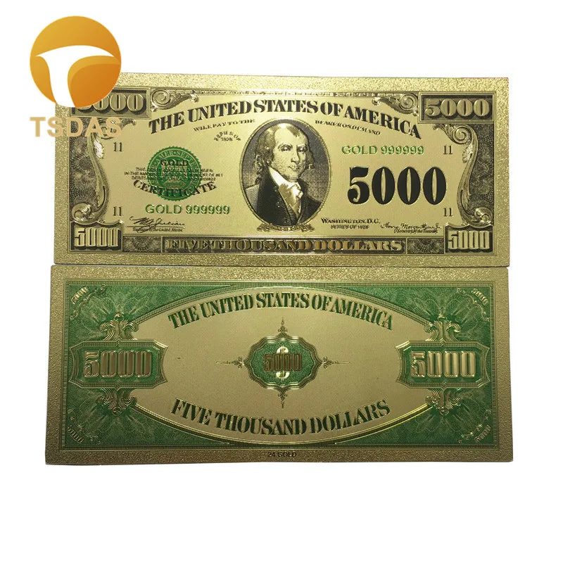 $5000 доллар 1918 золотые банкноты 24k красочные из золотой фольги 999 9 уникальные
