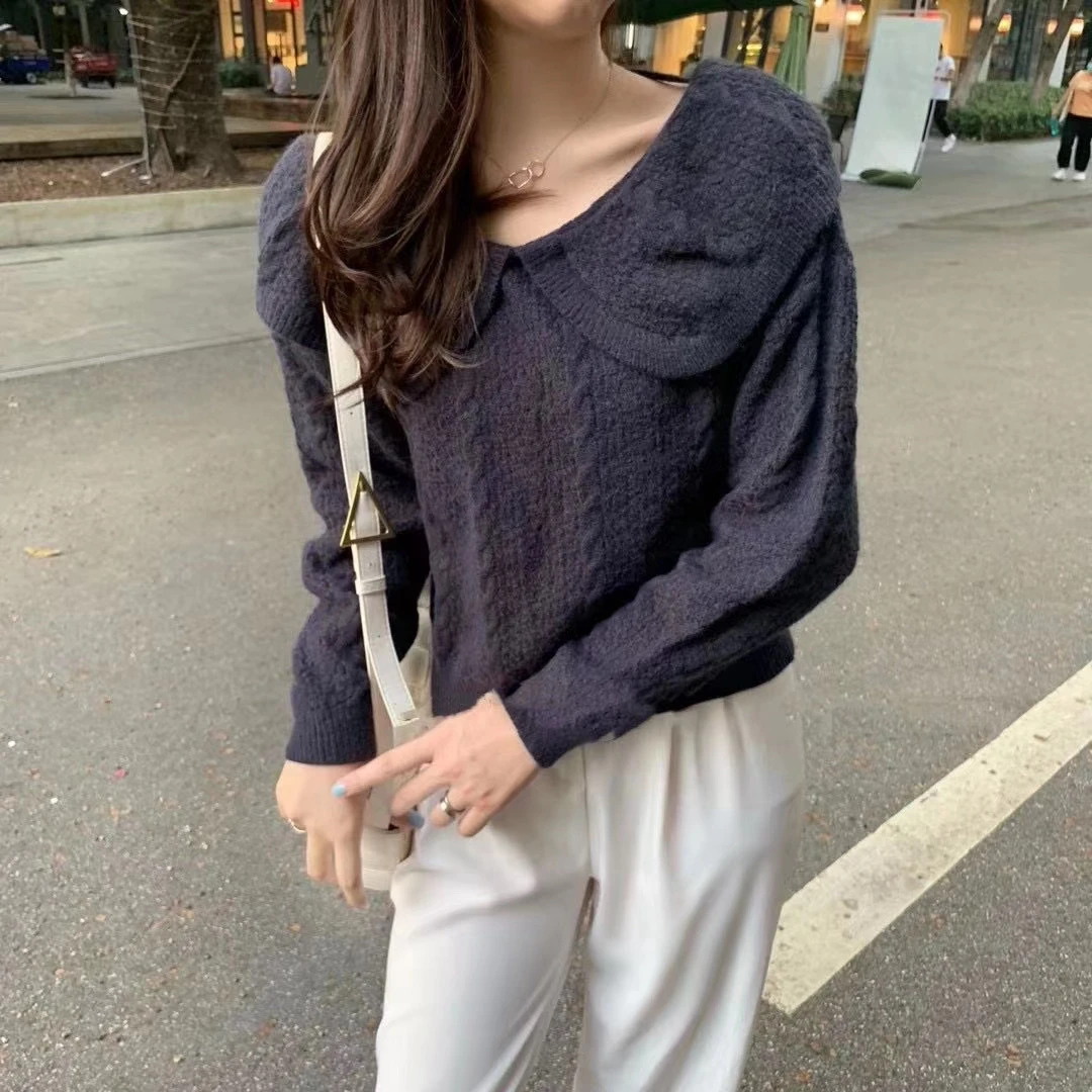 Женские Пуловеры и свитера 2020 зимний джемпер оверсайз корейские вязаные топы в
