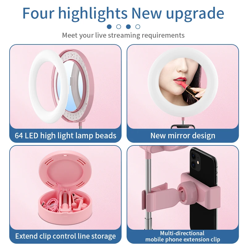 

LED Ring Light Photo Studio Camera Light Photography Dimmable Video light for Youtube Makeup Selfie Phone Holder Mobile Support