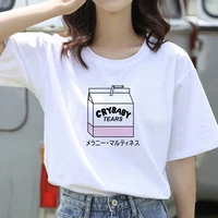 2021 summer women t shirt kawaii cartoon fruits juice print short sleeve female clothing white top fashion casual tee t shirt