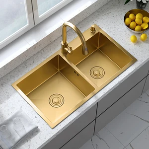 nano golden sink 304 stainless steel thickened dishwasher kitchen handmade dishwasher large double sink pool 800x450mm free global shipping