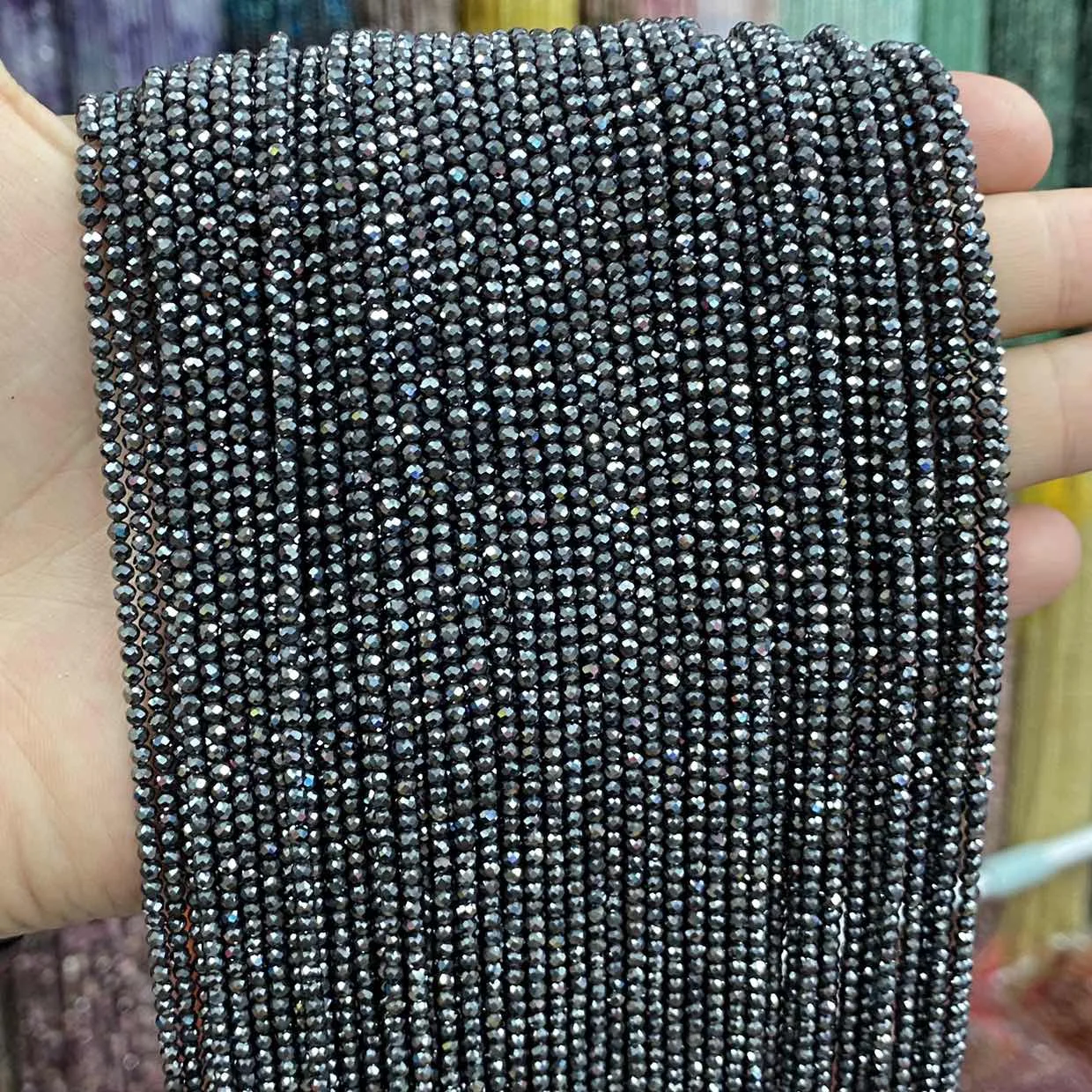 

2MM Iron Stone Faceted Round Natural Stone Small Size Beads For Jewelry Making Design Accessories 15"/Strand Wholesale