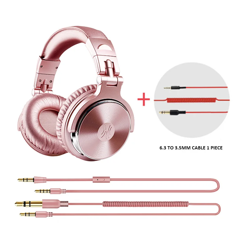 Oneodio Накладные Наушники Hi-Fi Studio DJ наушники проводной монитор Музыка игровая гарнитура наушники для телефона компьютер ПК с микрофоном - Цвет: Rose-Gold-ExtraCable