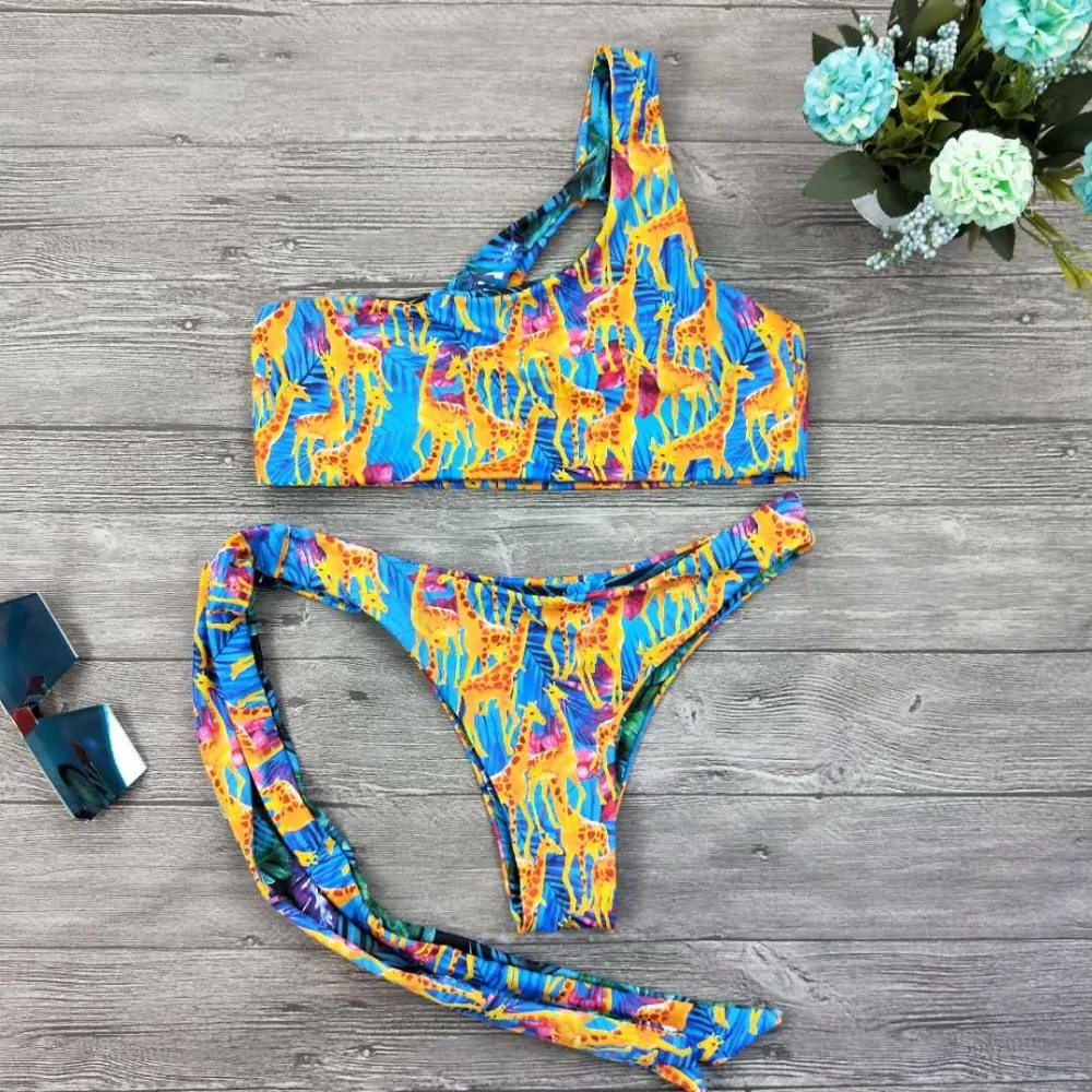 Сексуальный комплект бикини с принтом жирафа 2018 бразильский купальник купальный