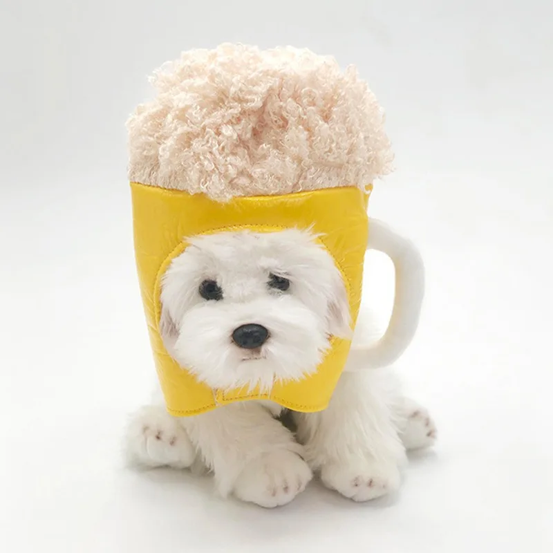 

Cute Pet Hat Cat Dog Cap Soft Beer Mug Shaped Breathable Headwear for Cat Kitten Puppy Festival Party Photo Prop Accessories