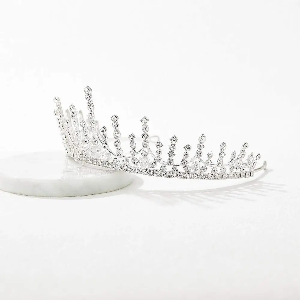 

Crystal Wedding Tiara for Women, Royal Queen Crown Headband, Rhinestone Princess Hair Accessories for Prom Birthday, Silver