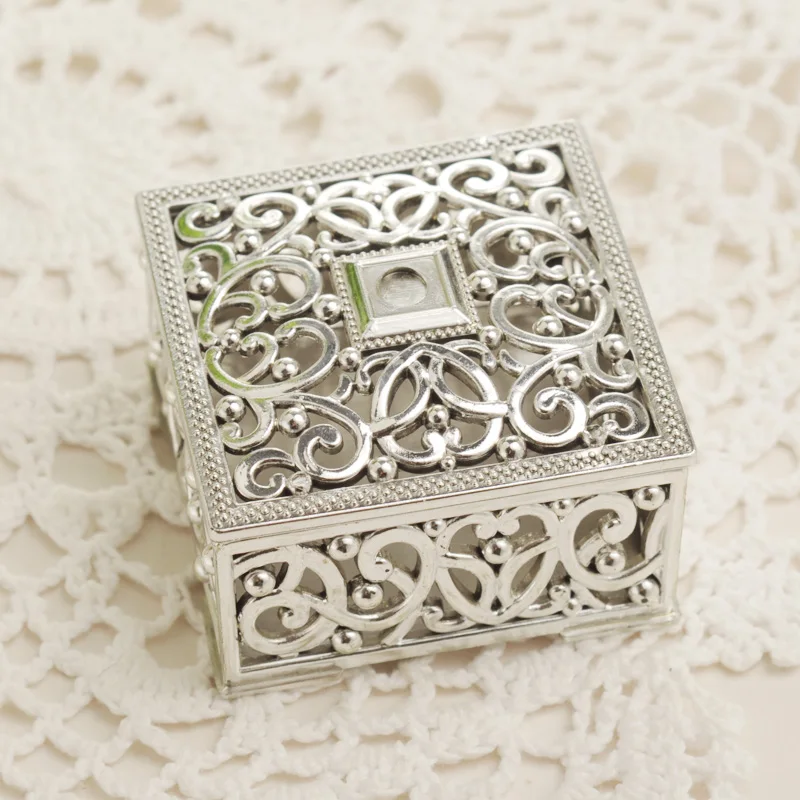 Golden Square Candy Box Silver Wedding Gift