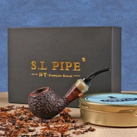 new briar pipe for smoker with free smokings tools litlle bent stem fit 9mm filters golden ratio design real perfect wooden pipe