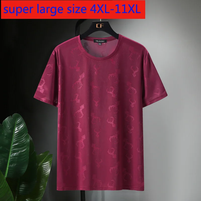 

New Arrival Fashion Summer Super Large Short Sleeve Men Loose Fashion Casual O-neck Print Knitted T Shirt Plus Size 4XL-11XL