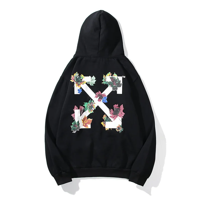 

Chao br off autumn winter white color maple leaf sweater men's and women's Plush Hoodie ow flower coat