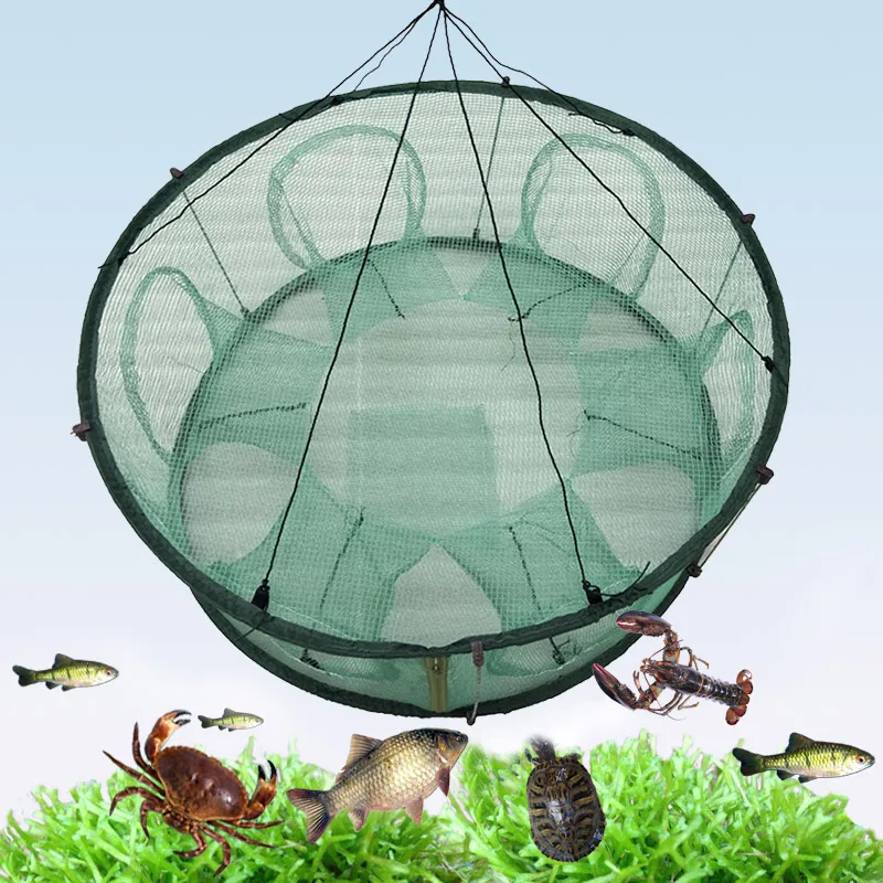Automatic Fishing Net Trap Cage Round Shape Durable Open For Crab Crayfish Lobster FOU99 | Спорт и развлечения