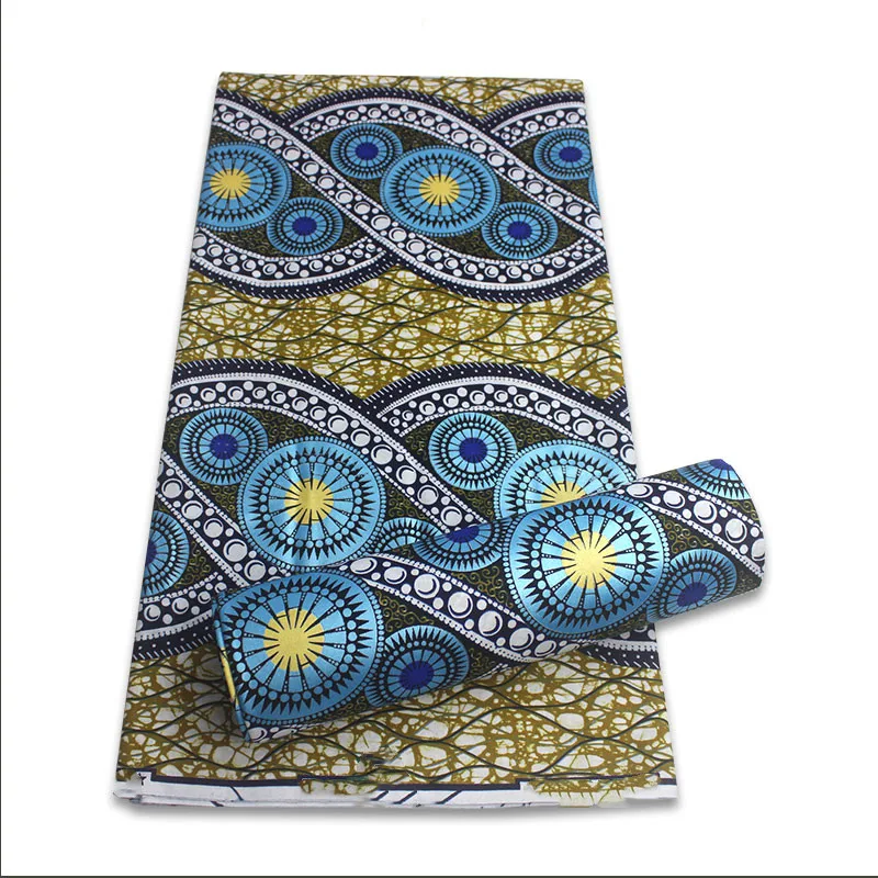 

2021 good quality nigerian wax cotton lace fabric in fashion style 6yards cotton wax lace for dress F1FH2112