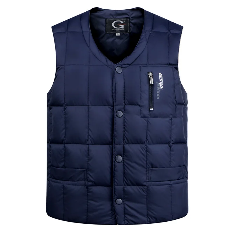 

Warm Autumn Winter Waterproof Sleeveless Jackets White Duck Down Jacket Vest Men Button Down Lightweight Waistcoat Male