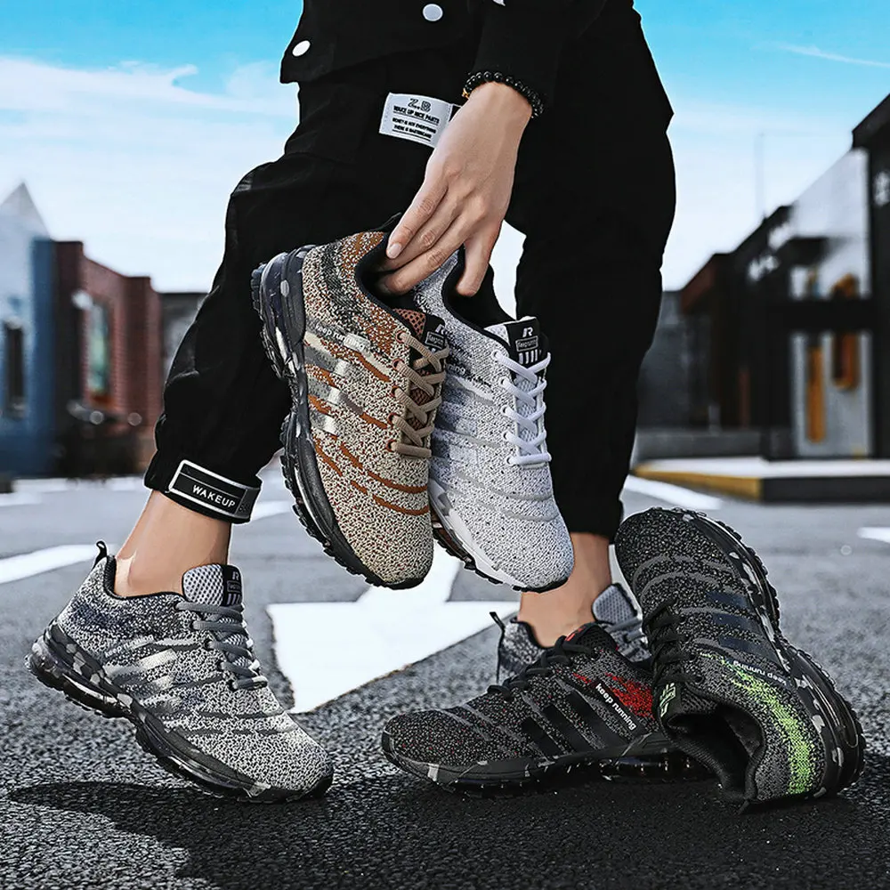 

NewThe high qu Men's Lace Up Breathable Running Shoes Autumn and Summer Full Palm Air Cushion Sports Mens Sneakers Couple Shoes
