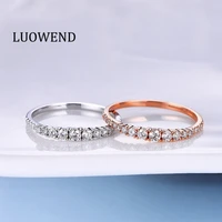luowend 100 solid 18k whiterose gold ring 0 24 ct wedding band real natural diamond ring for women anniversary proposal gift