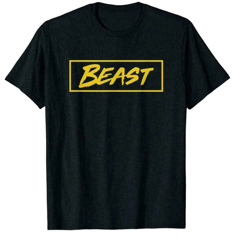 Mr Beast/хлопковая черная Мужская футболка с золотым логотипом размеры от S до 2Xl