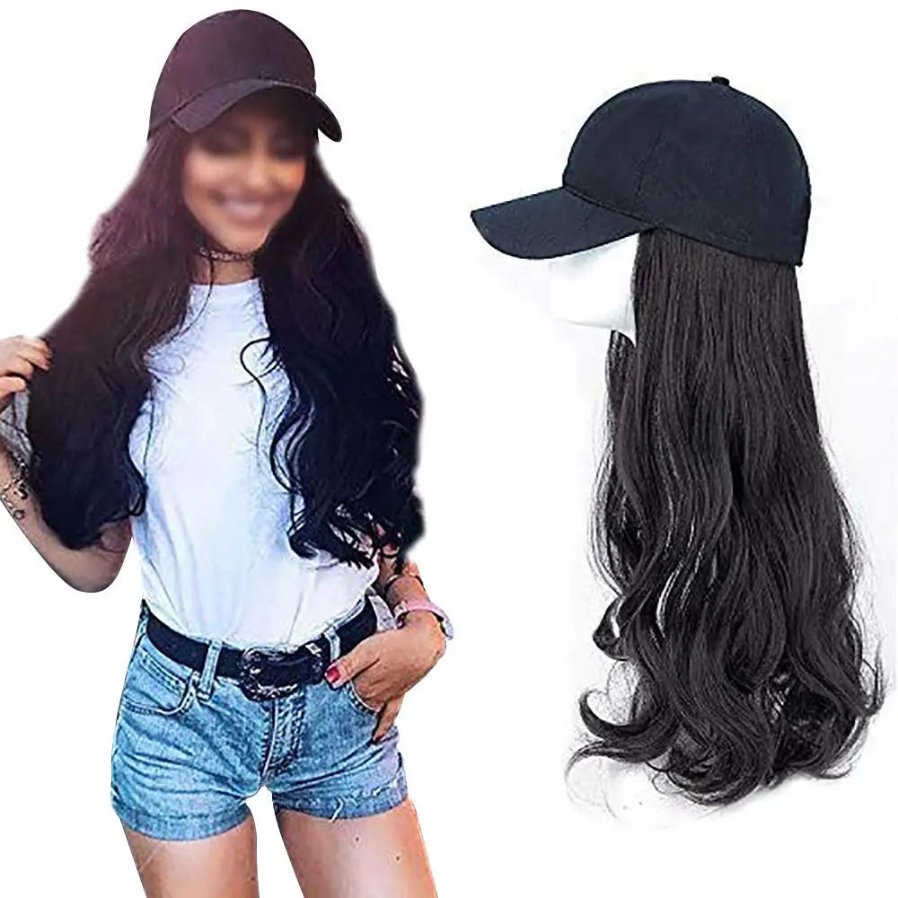 Головной убор парик черный волнистый с головной Регулируемая коричневая