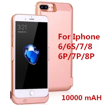10000 мА/ч, Мощность чехол для iPhone 6 6s 7 plus чехол Батарея Зарядное устройство чехол для iPhone 6 6s 7 8 плюс Мощность Bank зарядное устройство чехол Мощность банка
