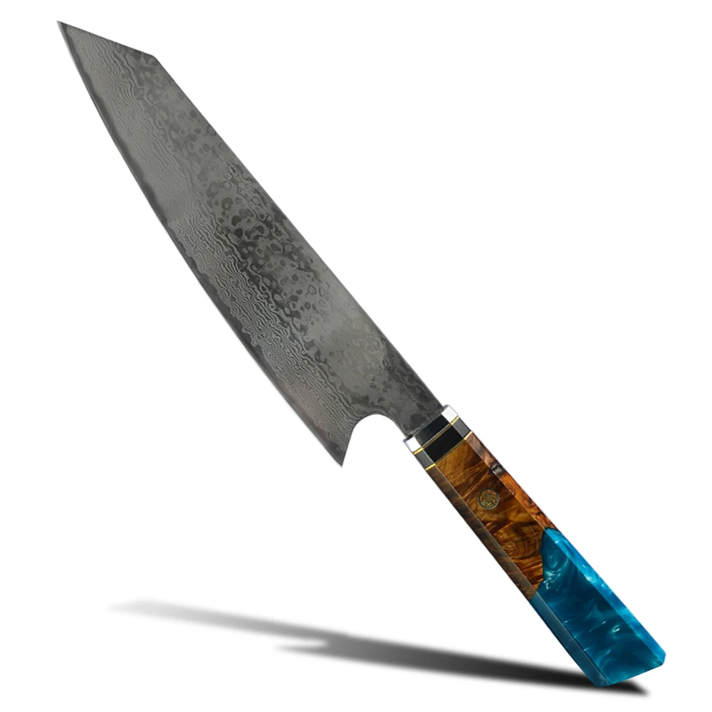 67 Layer дамасский нож 8 дюймов ручной работы Нож Vg10 затвердевшая древесина синяя