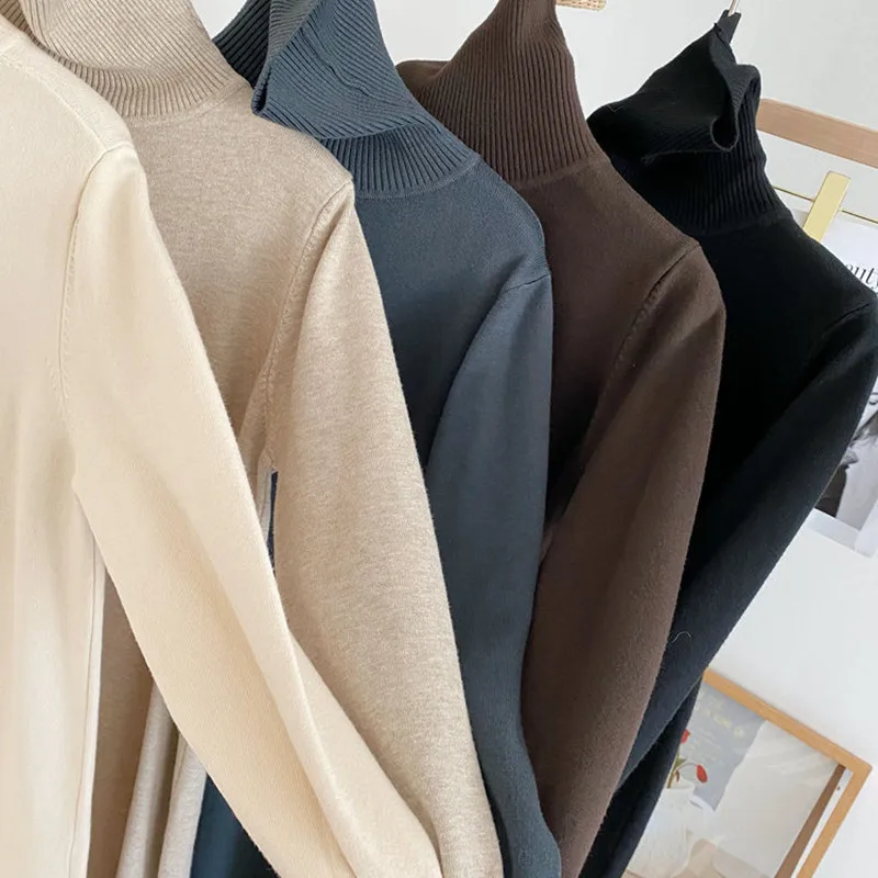 Элегантное корейское женское платье-свитер теплое осенне-зимнее платье