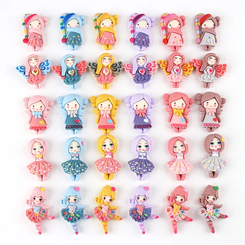 30Pcs Cartoon Scrub Princess Girls Color Resin Accessories DIY Craft Supplies Kids Toys Headwear Phone Shell Patch Arts Material | Дом и сад