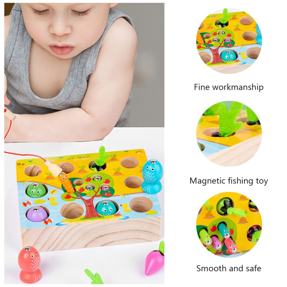 

1 Set Wooden Fishing Toys Fine Motor Skill Early Educational Toys for Kids