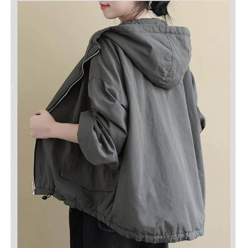 Loose literary Long-Sleeve Hooded Quilted Jacket For Winter Coat New Solid Femme Cotton-Padded Outwear Female Windbreaker