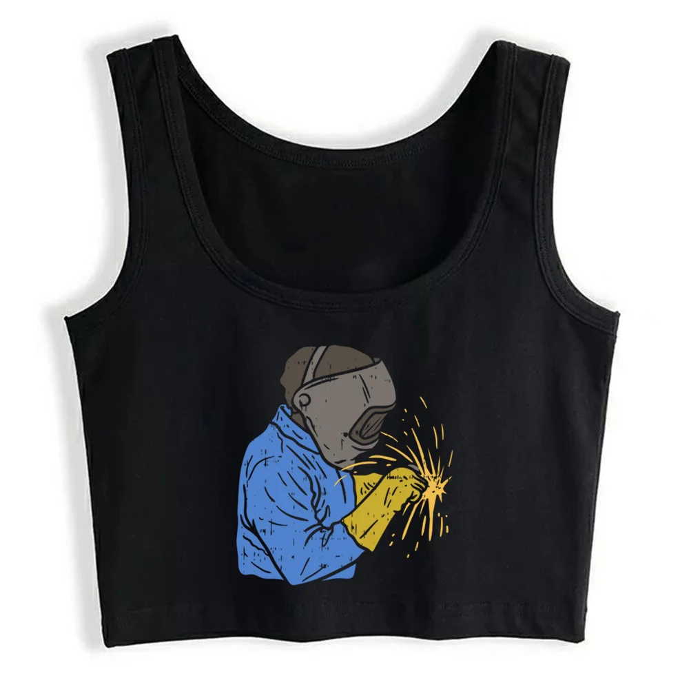 

Crop Top Women Funny Welder Welding Steelworker Pipeliner Flash Grunge Aesthetic Gothic Y2k Tank Top Female Clothes