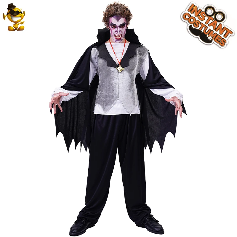 

Scary Vampire Costume for Men Carnival Gothic Vampire Clothing Dress Up Luxury Ghost for Adult Halloween Costume